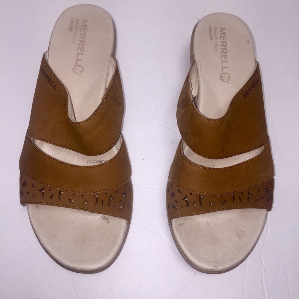 MERRELL oat straw veranda leather sandal size 8